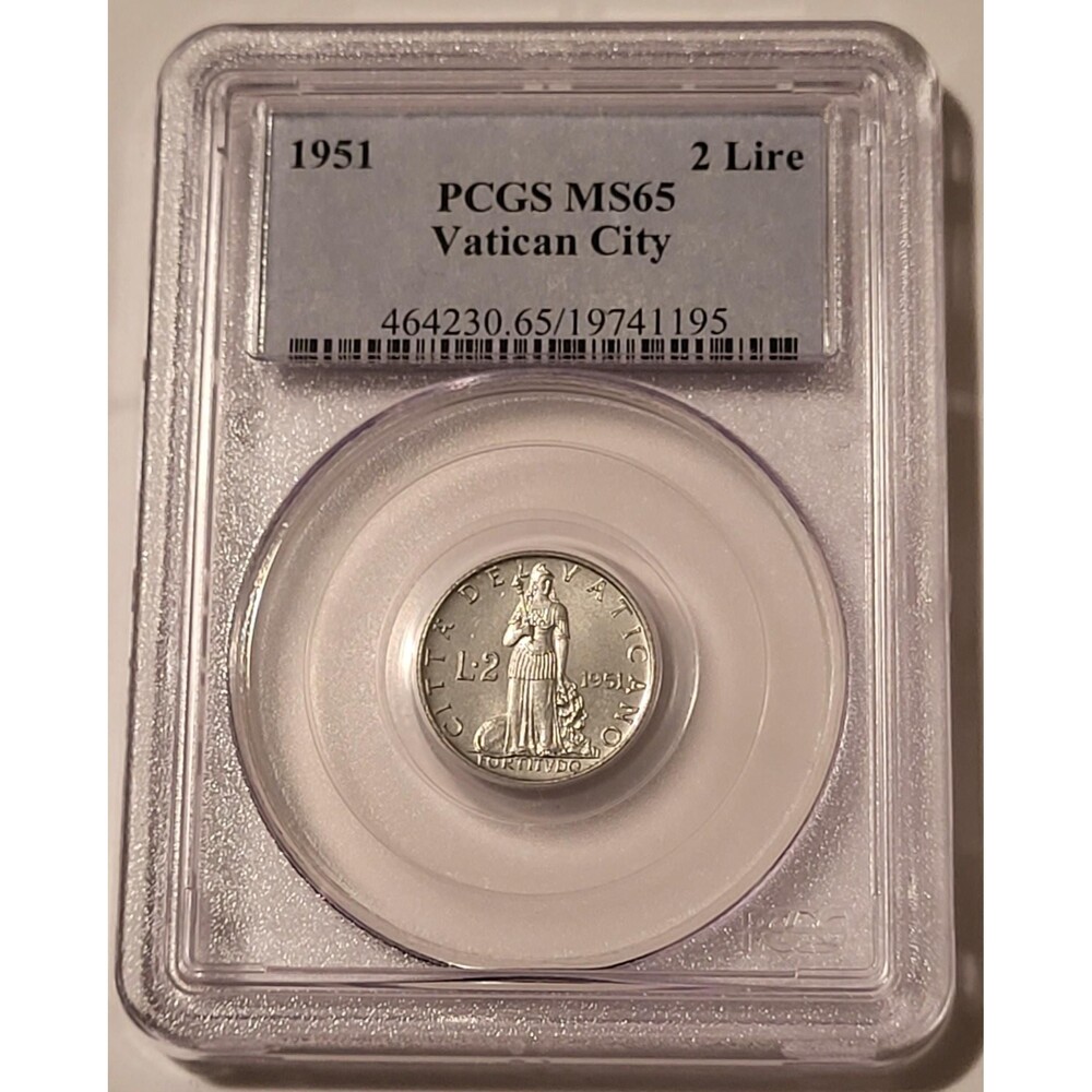 Vatican City Pius XII 1951 2 Lire Year 13 MS65 PCGS